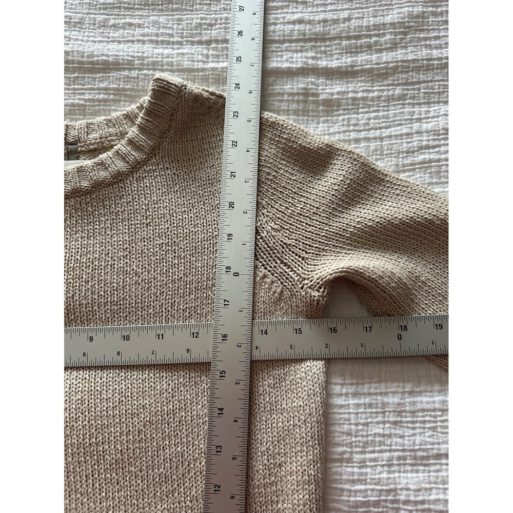 Brochu Walker Cotton Linen Ribbed Crewneck Sweater Back Seam Beige XS - Picture 4 of 7